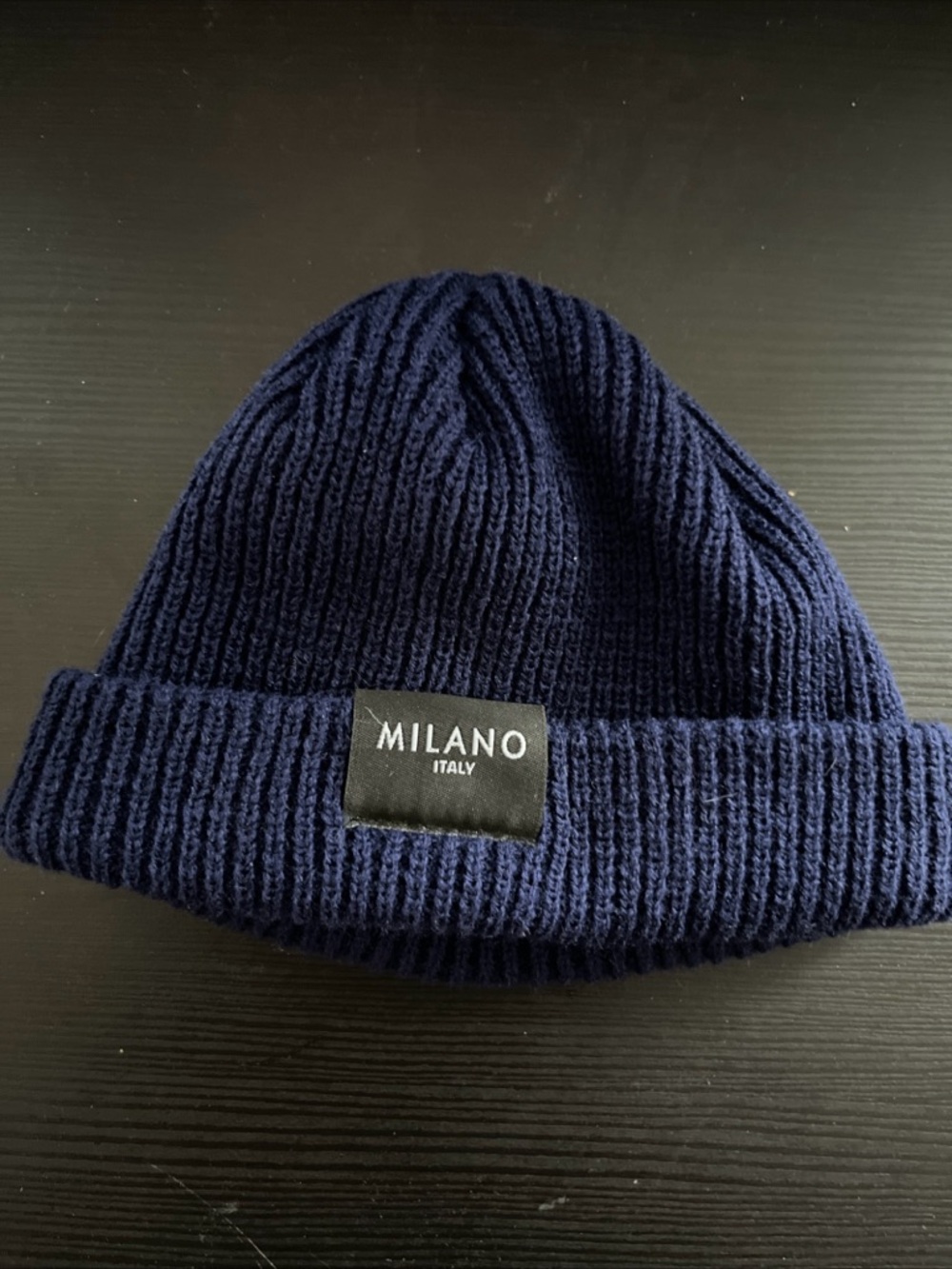 4 Milano Navy Rib Knit Cuffed Beanies